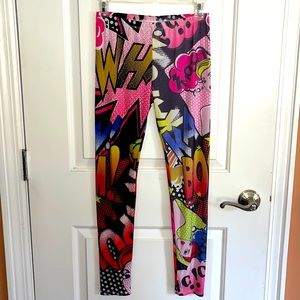 Silky leggings cartoon design junior large elastic waistband